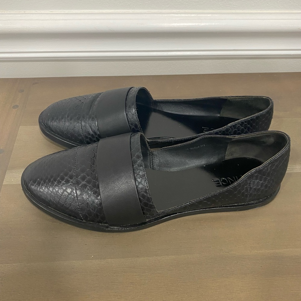 VINCE gently used snakeskin texture loafers. Size 7